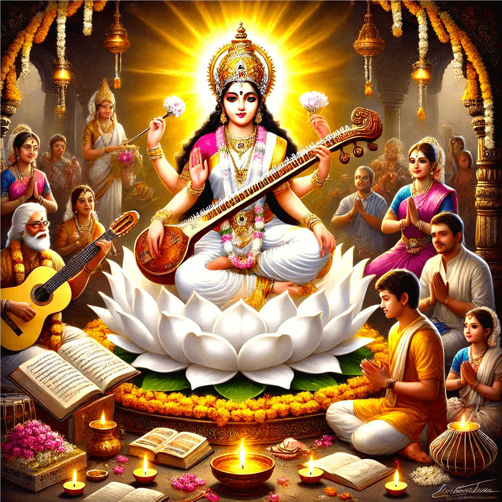 Saraswati Puja 2025 is a revered occasion to honor Goddess Saraswati, seeking her blessings for wisdom, knowledge, and artistic excellence.